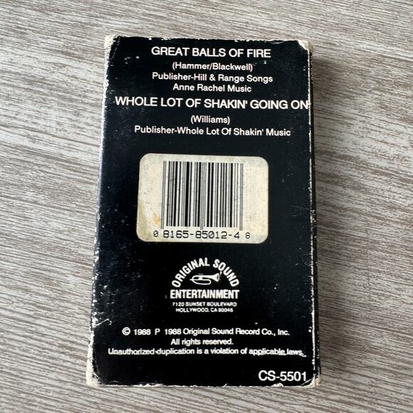 Great Balls Of Fire Jerry Lee Lewis Cassette Tape Single Whole Lot of Shakin 88' - Picture 2 of 3